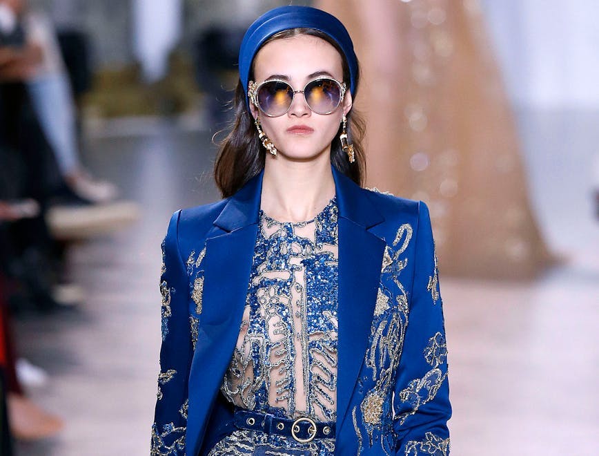 elie saab haute couture spring summer 2017paris january 2017 clothing apparel person human sleeve female sunglasses accessories accessory woman