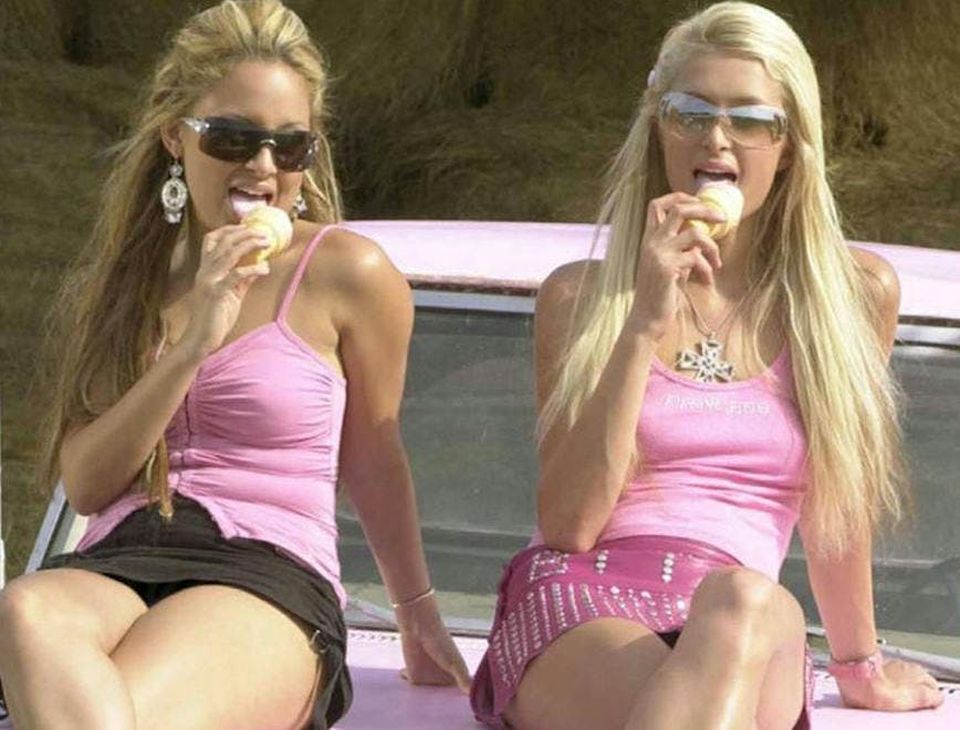 blonde person female woman teen clothing skirt sunglasses accessories miniskirt