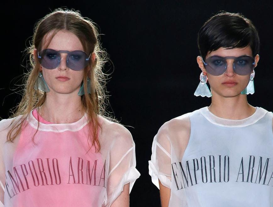 emporio_armani ready to wear spring summer 2018 london fashion week september2017 person human clothing apparel sunglasses accessories accessory sleeve long sleeve