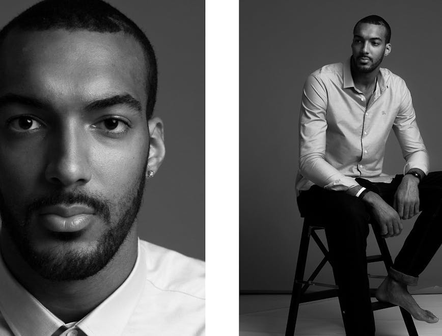 rudy gobert nba basketball player utah jazz usa france benklark photography portrait black & white lofficiel paris face person human beard