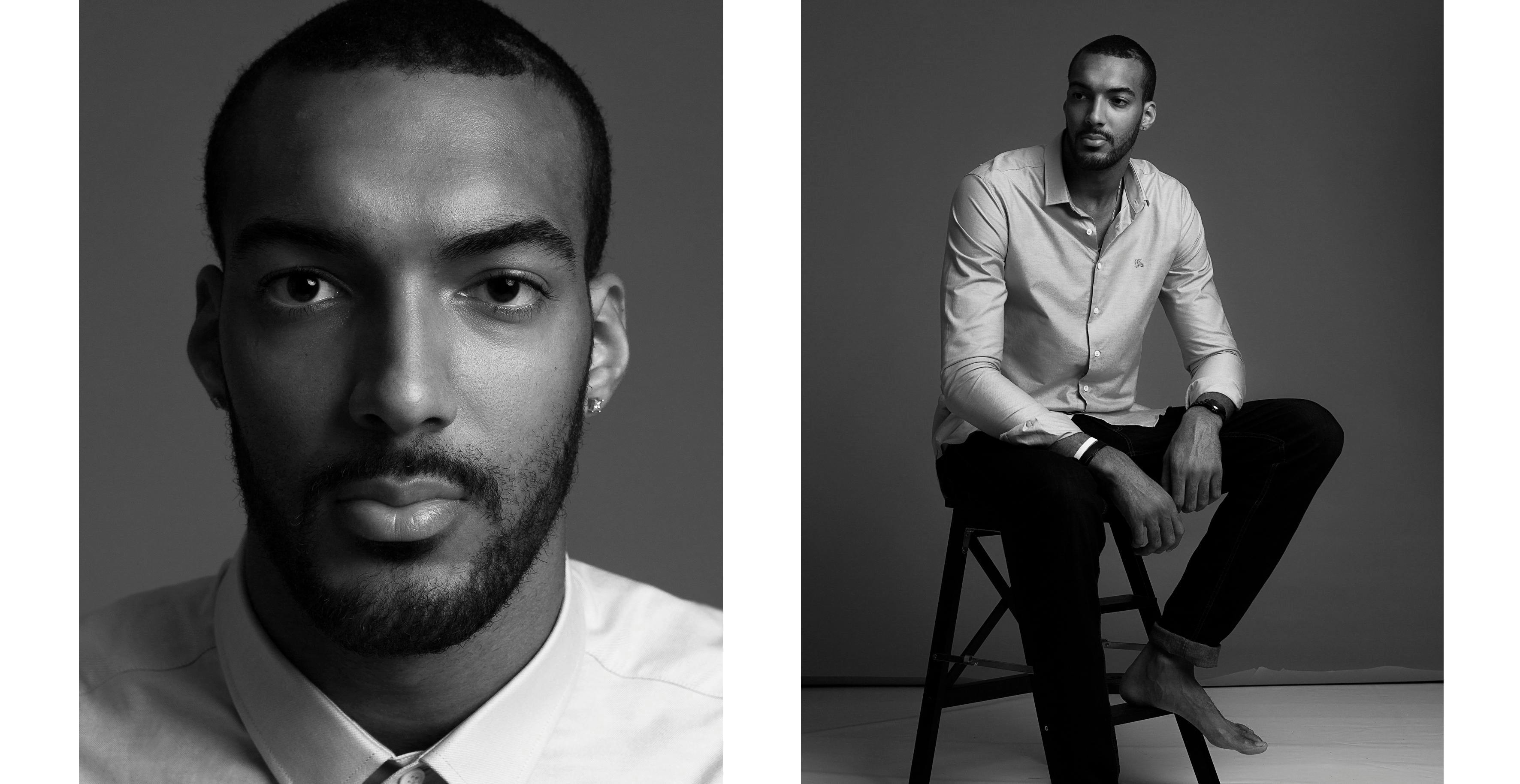 rudy gobert nba basketball player utah jazz usa france benklark photography portrait black & white lofficiel paris face person human beard