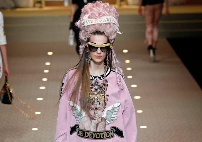 dolce_and_gabbana ready to wear fall winter 2018 -19 milan february 2018 person human clothing apparel sleeve sunglasses accessories fashion long sleeve costume