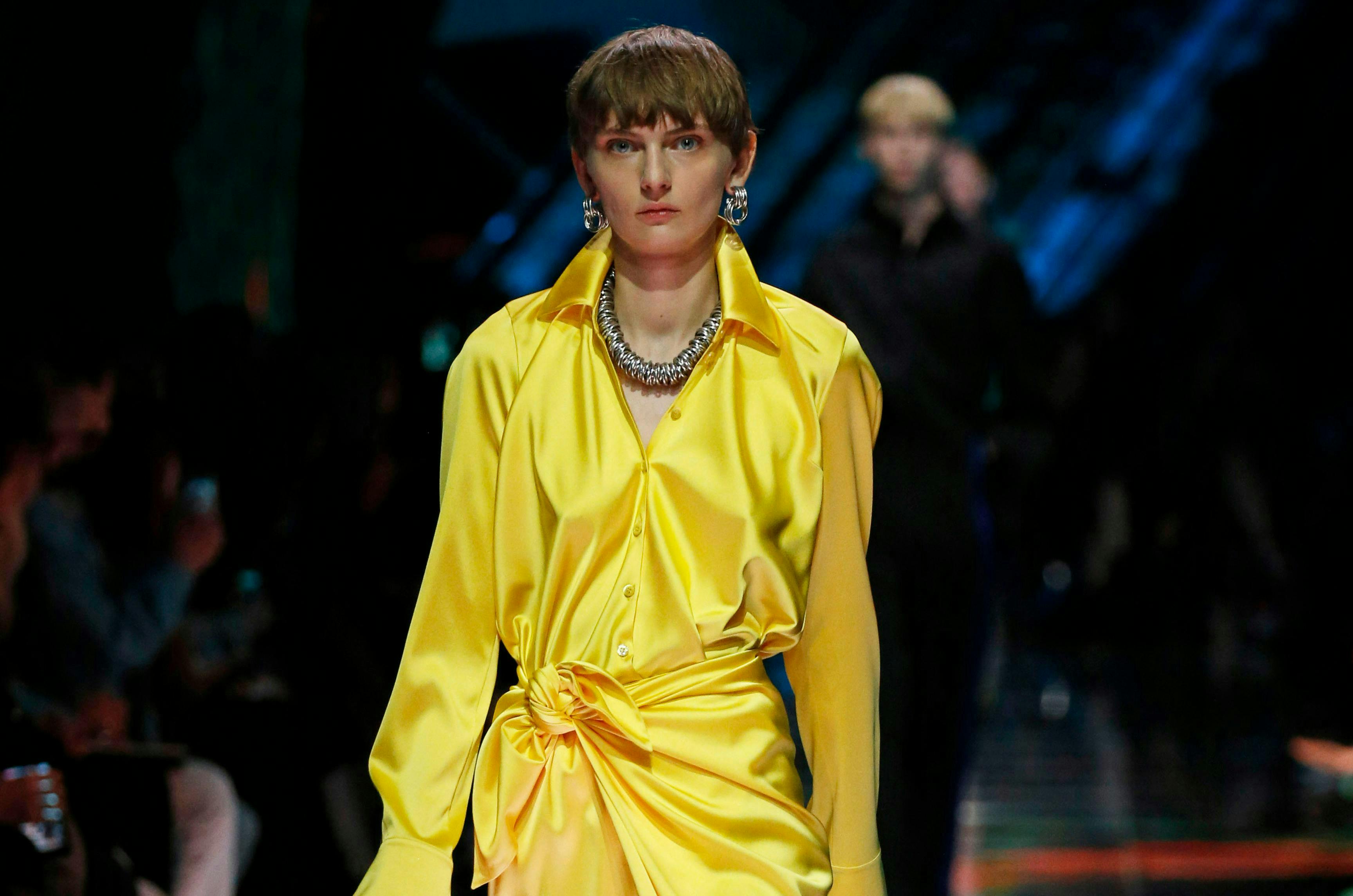 balenciaga ready to wear spring summer 2019 _paris fashion week september 2018 person human fashion clothing apparel necklace accessories jewelry accessory