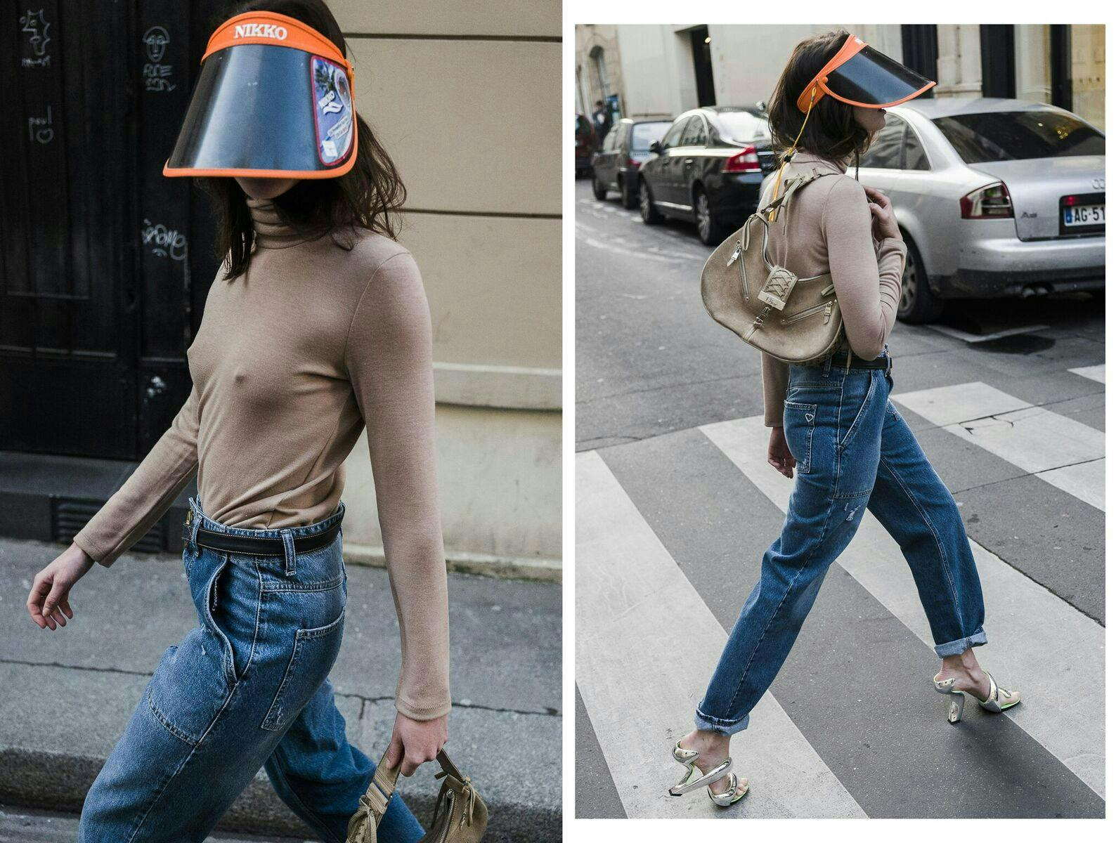 clothing person jeans pants car transportation vehicle helmet shoe hat