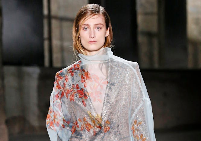 dries van noten__ rtw fall winter 2019-20 _ paris february march 2019_ clothing apparel person human sleeve fashion robe long sleeve gown