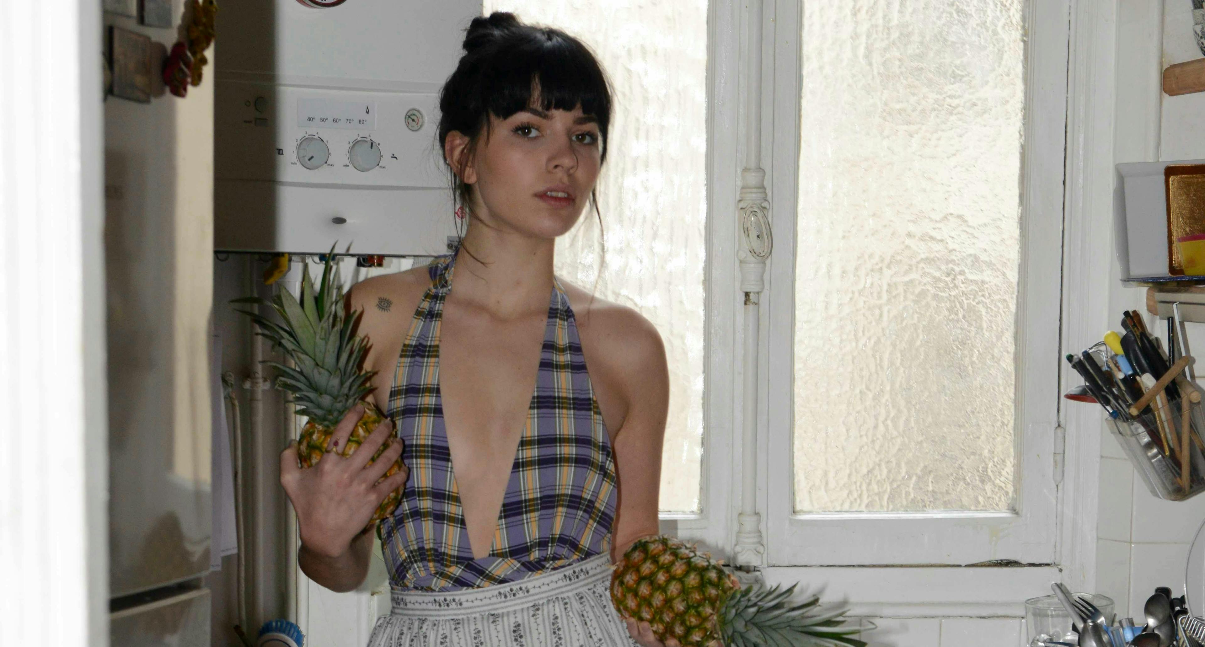 plant fruit food pineapple person human
