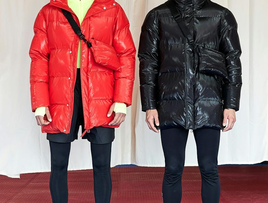 clothing apparel person human coat jacket
