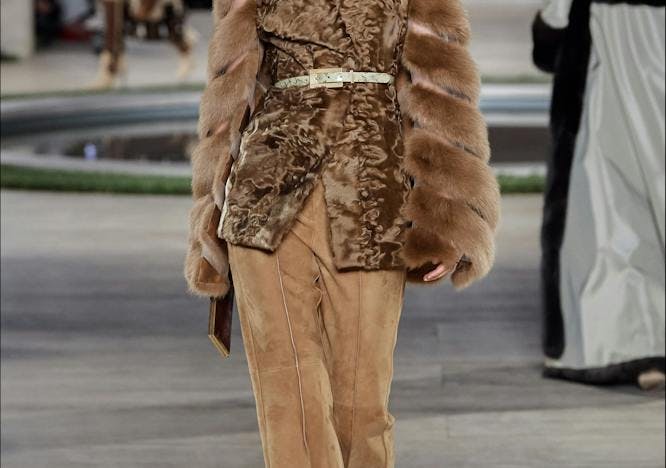 fendi couture fall winter 2019/2020 runway rome lazio coat clothing apparel person human overcoat