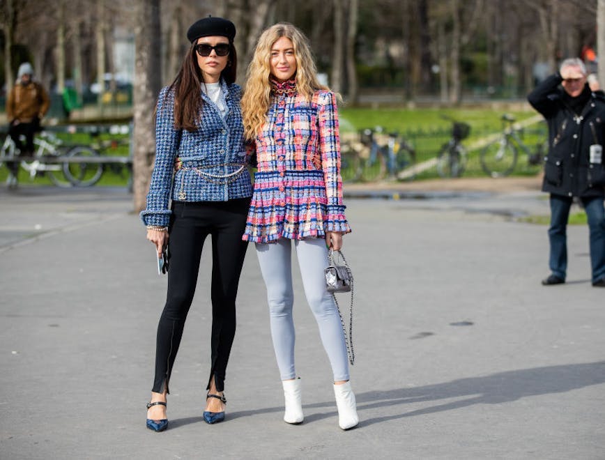 paris shoe clothing footwear pants person female blonde woman bicycle sunglasses