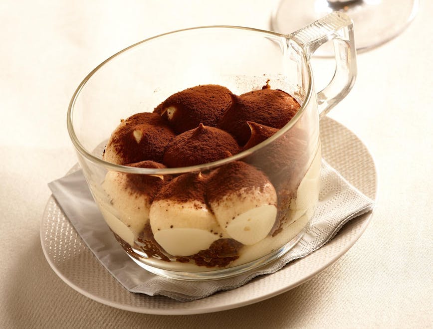 dessert food sweets confectionery cream creme chocolate fudge pottery saucer