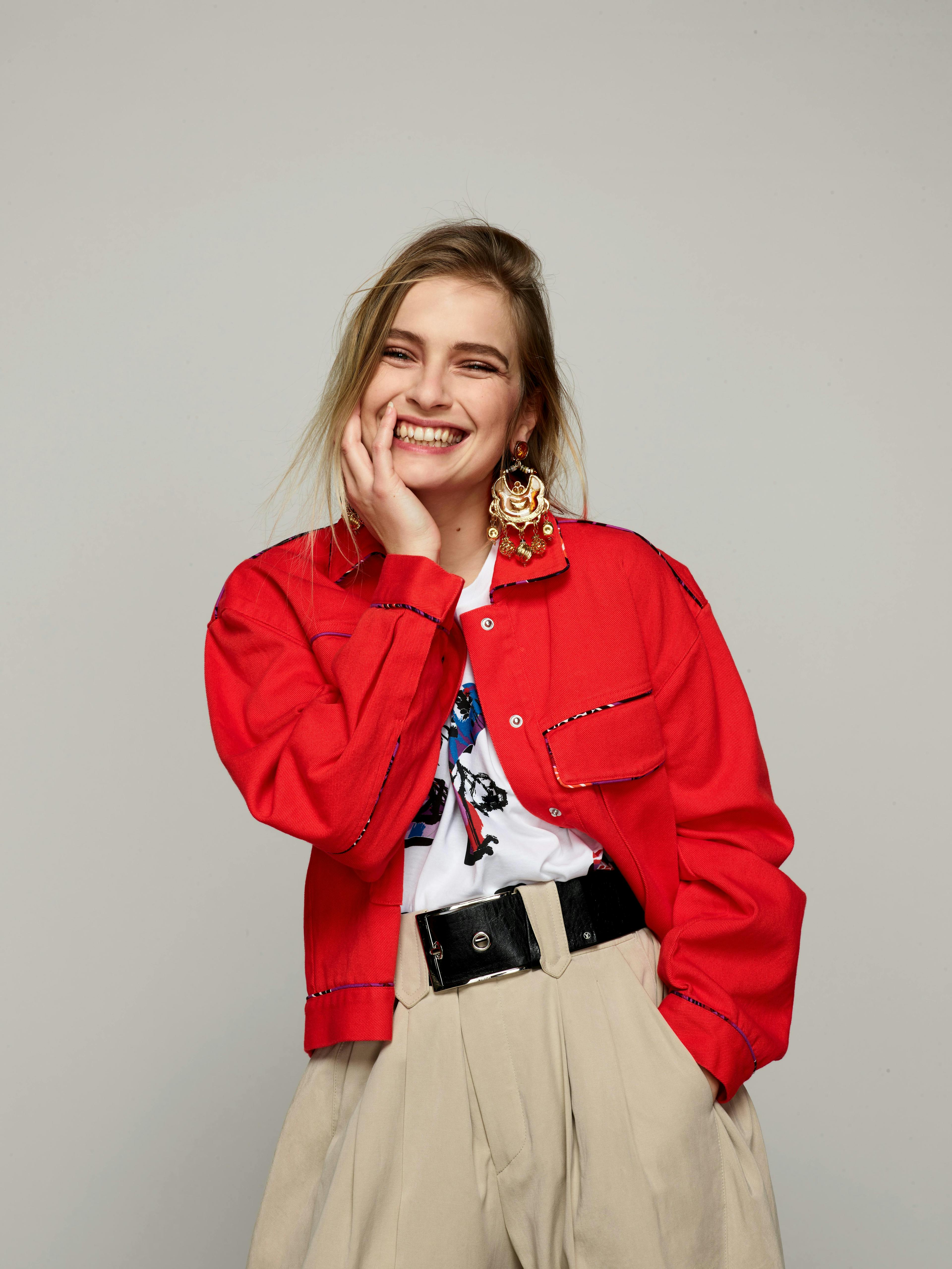 clothing apparel sleeve jacket coat long sleeve person human female