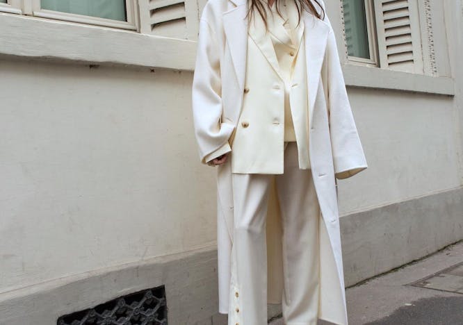 home decor clothing linen coat shutter window overcoat person window shade suit