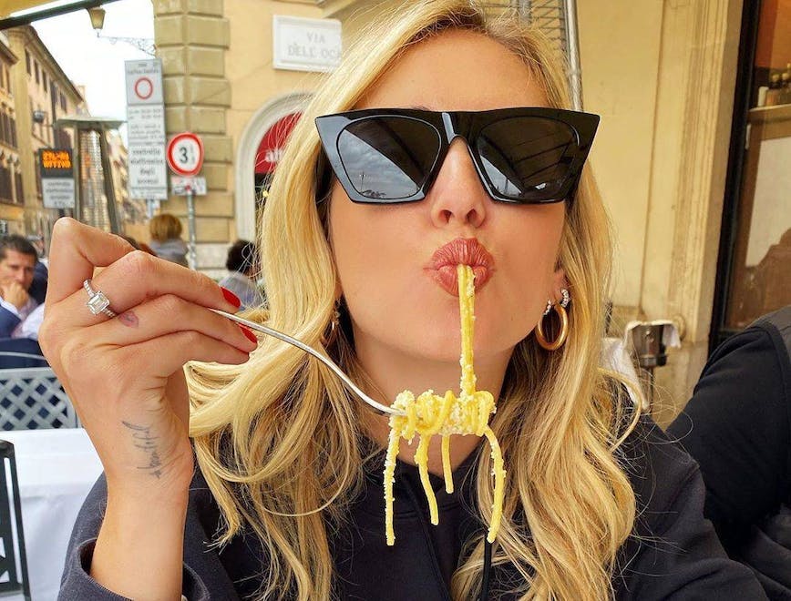 sunglasses accessories accessory person human food noodle pasta meal
