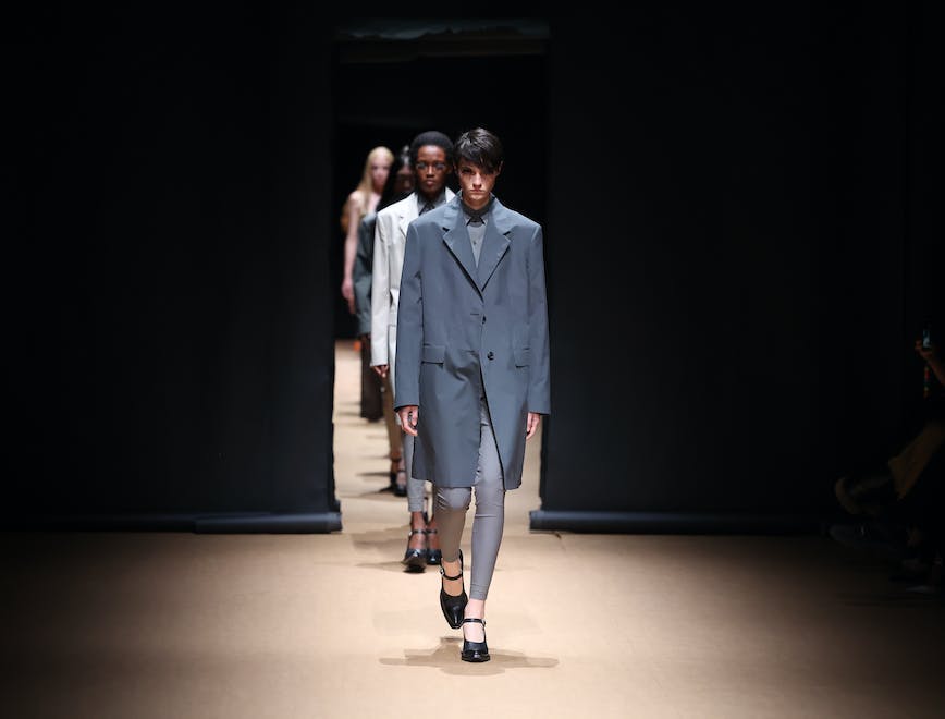 milan clothing apparel sleeve person human long sleeve overcoat coat runway