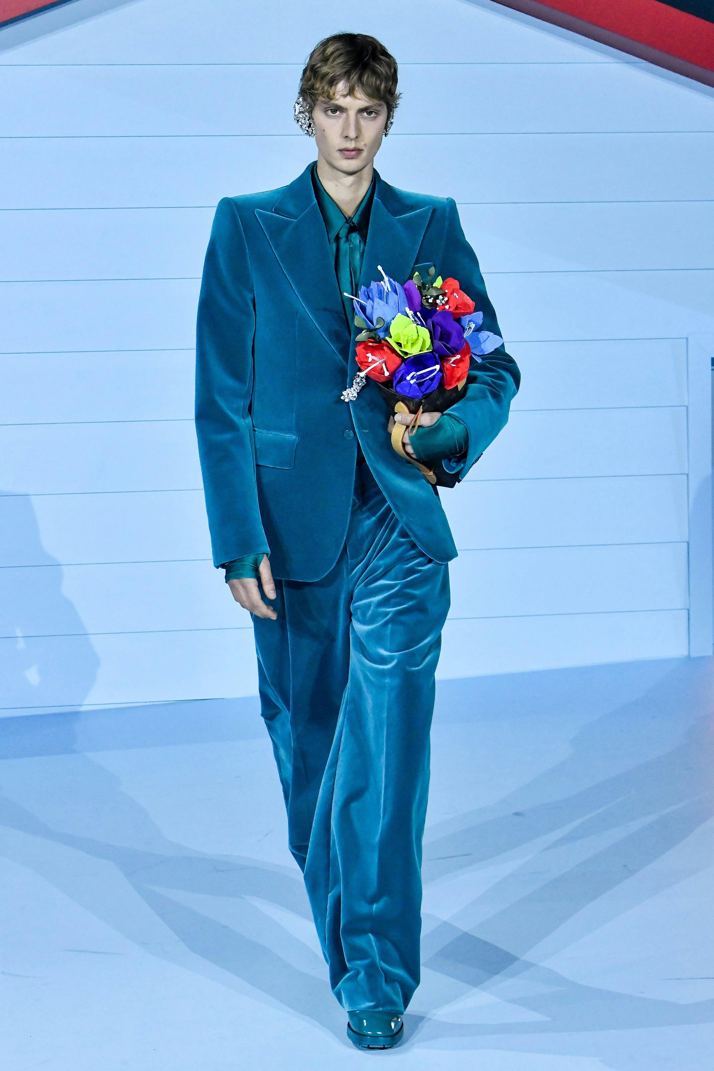 paris flower arrangement flower flower bouquet suit formal wear man adult male person fashion
