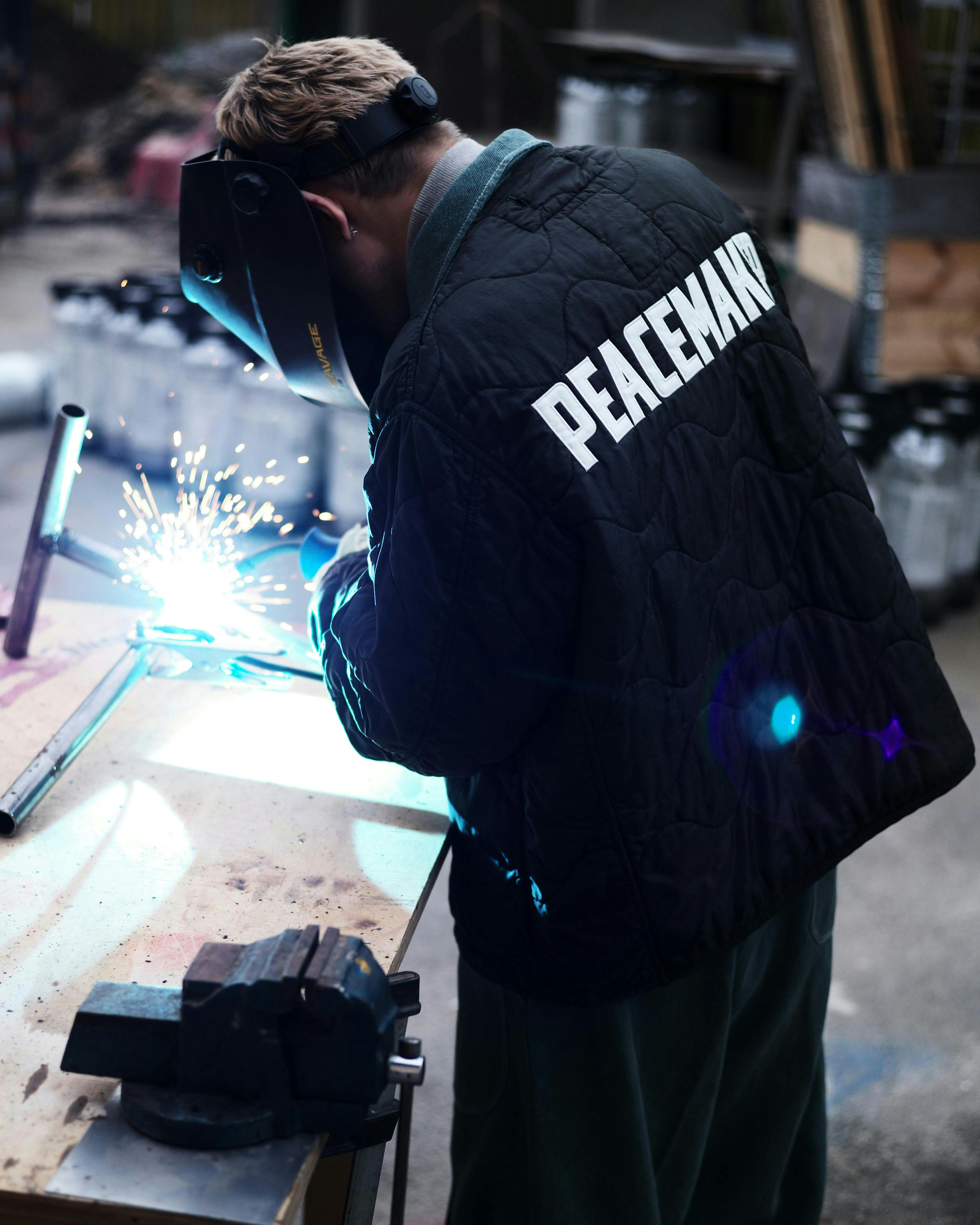 person man adult male metalworking welding