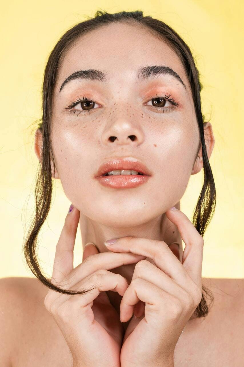 head person face neck skin adult female woman cosmetics lipstick