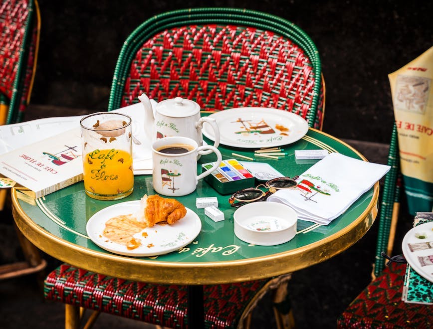 marin montagut cafe de flore©romainricard2023 cup saucer chair furniture table plate desk tabletop restaurant cafeteria