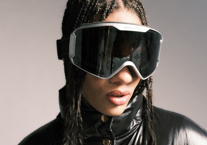 coat jacket accessories goggles sunglasses adult female person woman portrait