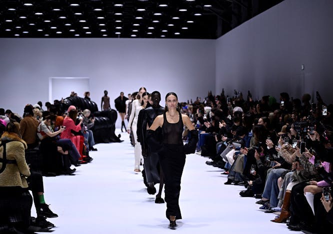 fashion horizontal autumn fashion collection paris adult female person woman people male man crowd shoe