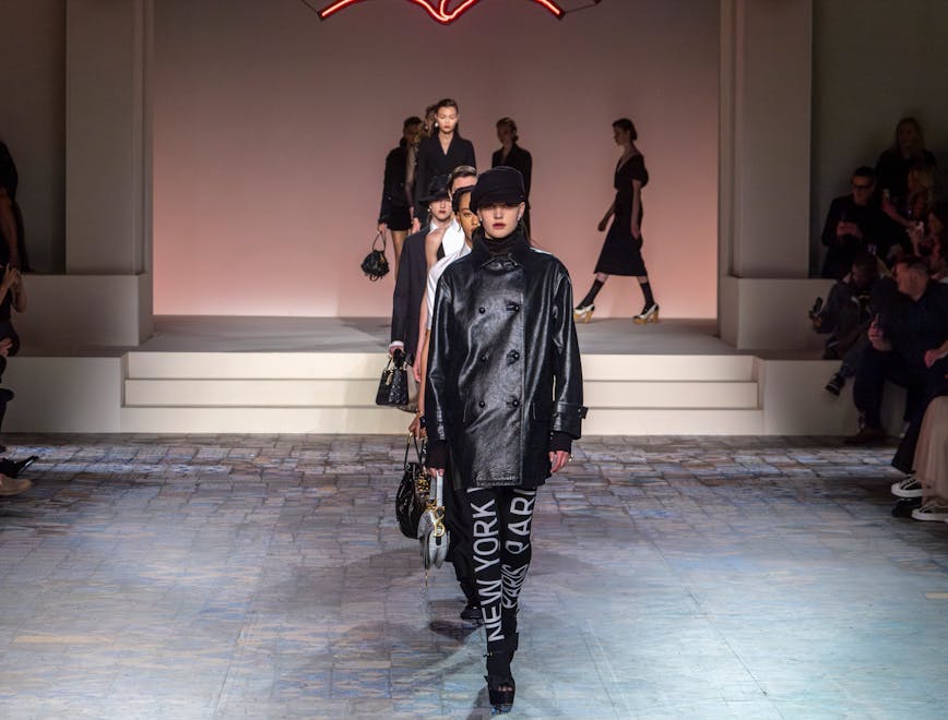 pmcarc rtw fall 2024 nyfw runway topics bestof topix new york coat fashion jacket adult male man person handbag shoe face